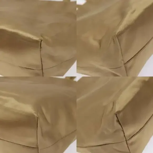 PRADA Hand Bag Satin Beige Gold